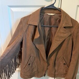 Hollister Brown Leather Fringe Jacket